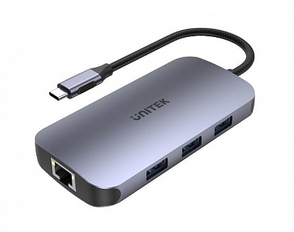 Unitek D1071A Type-C HUB HDMI/GB/4xUSB/SD/PD100W Dual Card Reader