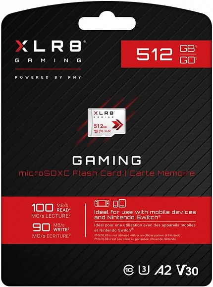 PNY XLR8 512GB Gaming Class 10 U3 V30 SD Card