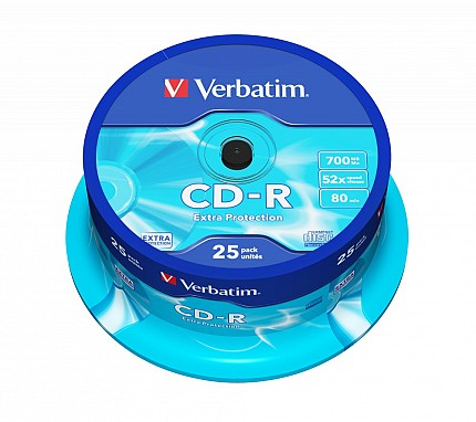 Verbatim CD-R 700MB 52X 25-Pack Spindle Extra Protection 43432