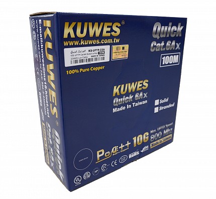 Kuwes CAT6A FTP Pure Copper Indoor 100m Grey