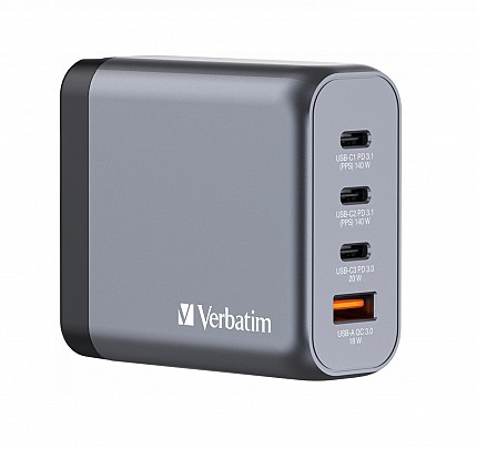 Verbatim GaN Charger 4 Port 140W USB A/C (EU/UK/US) GNC-140