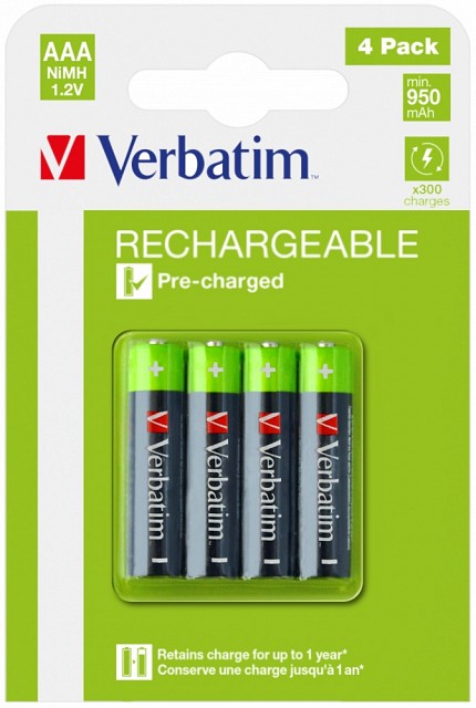 Verbatim Batteries Rechargeable AAA 4pcs