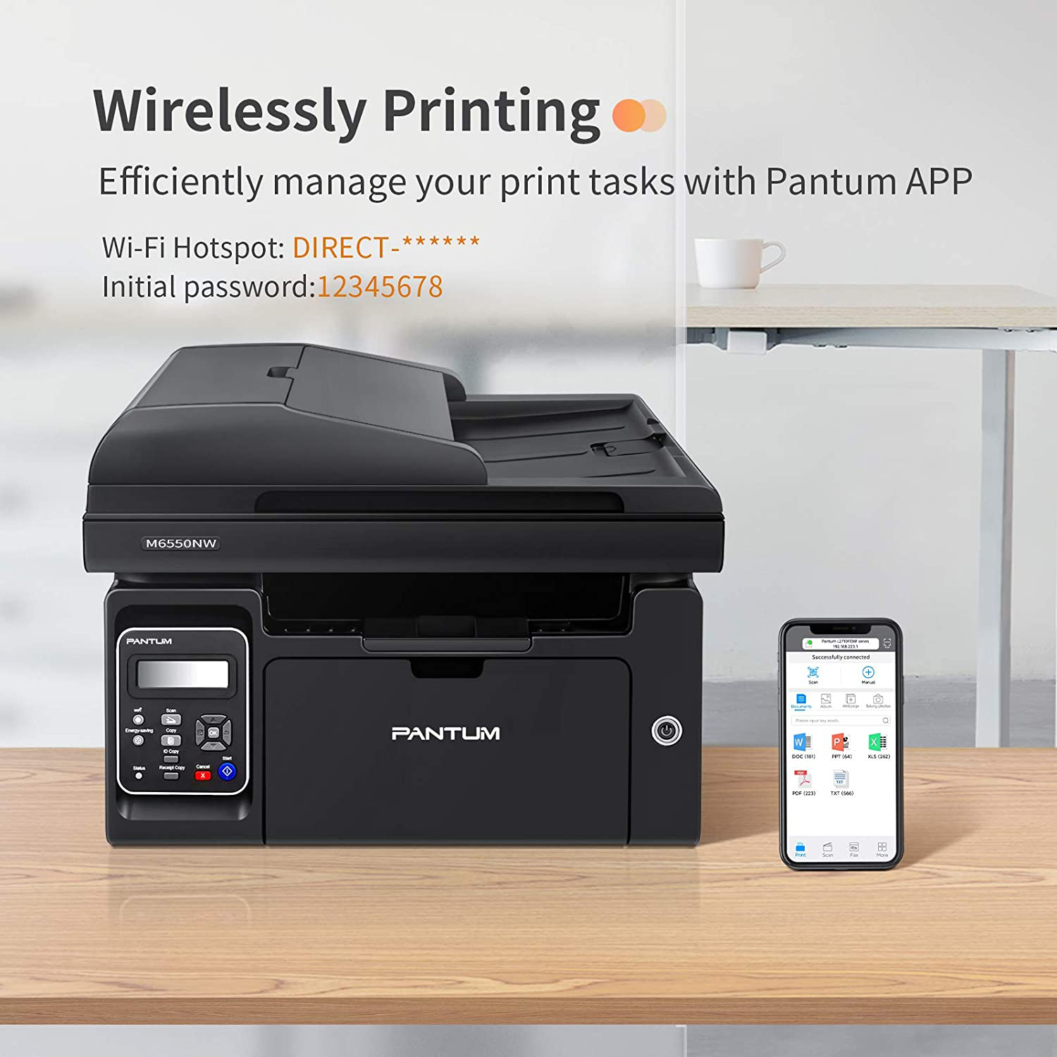 Pantum M6550NW Wireless Networking Monochrome Multifunction Laser Printer with Mobile Printing Large Paper Capacity