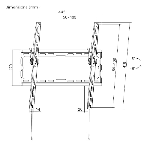 Brateck TV Mount 40x40 Tilt 45kg KL32-44T