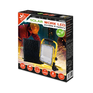 Rexer SOLAR WORK LED Portable Floodlight with Solar Panel & Battery 1000lm
