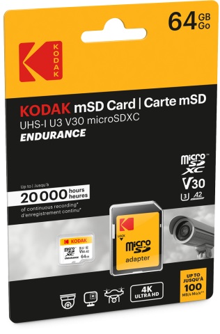 Kodak microSD Card For Surveillance Cameras 64GB UHS-I U3 A2 Endurance
