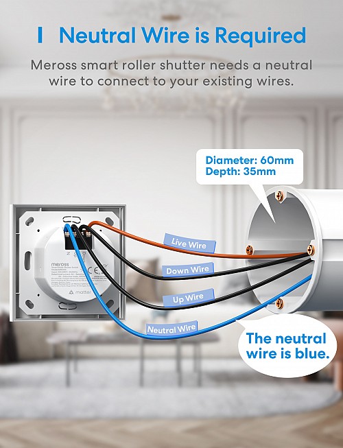 Meross Homekit Smart Wi-Fi Roller Shutter 5A Mechanical (Matter) MRS105