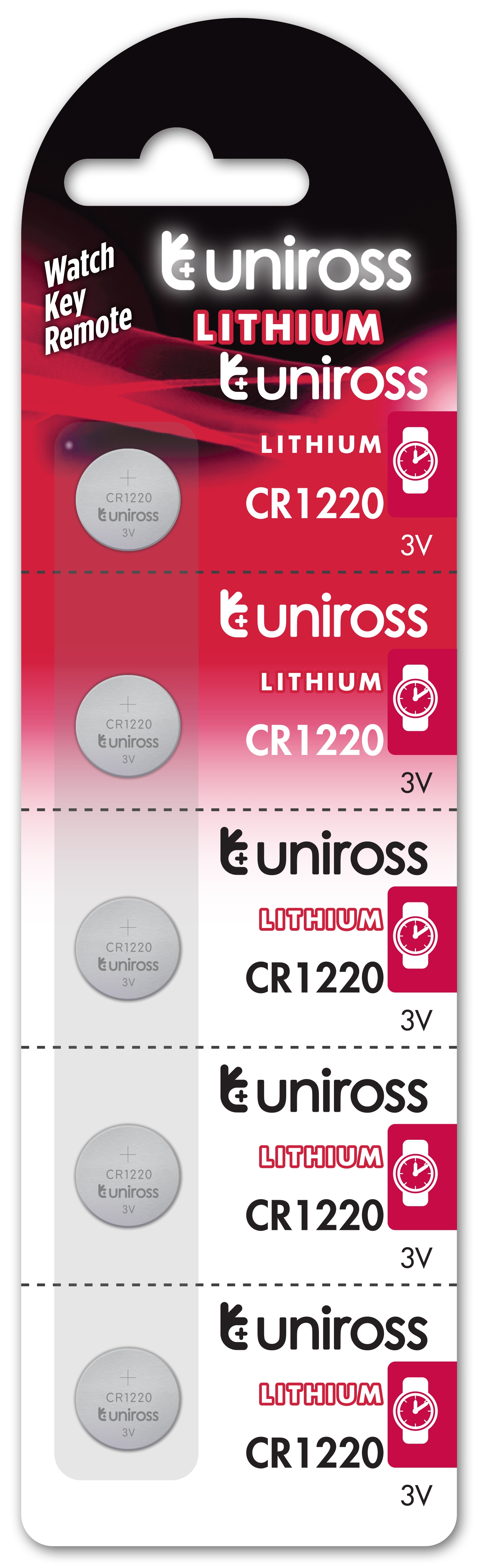 Uniross CR1220 Button Cell Lithium Battery 5pack