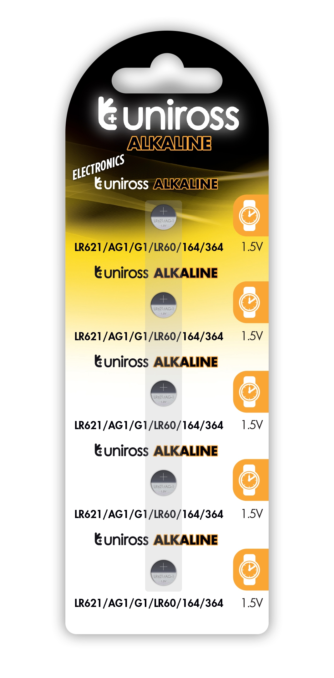 Uniross LR621 AG1 LR60 Alkaline Coin Battery (5pack)