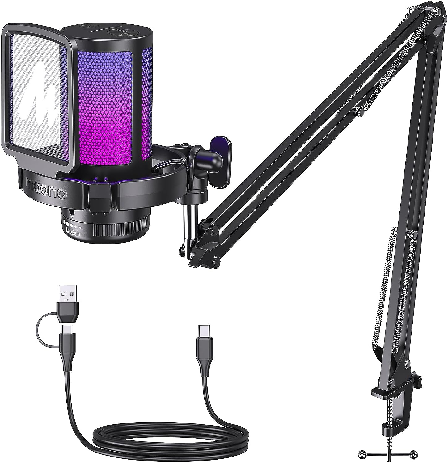 Maono DGM20S USB Condenser Microphone with Boom Arm