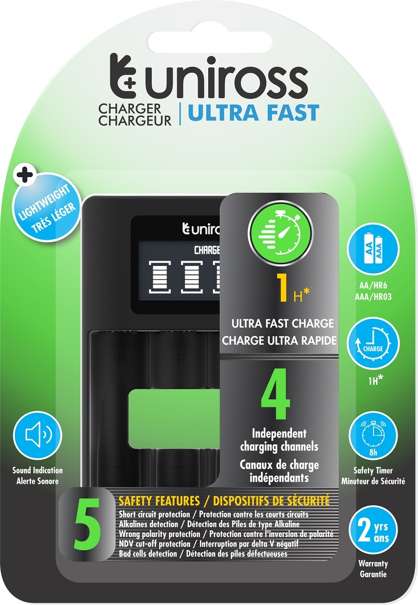 Uniross UCU005 Ultra Fast Charger 1hour for AA/AAA