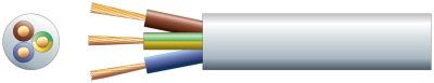 Mercury Mains Power Cable 3-Core 15A 1.5mm 100m White 804.347UK