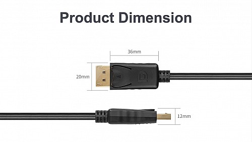 Unitek Y-C608BK DisplayPort 1.2 Cable 4K60Hz 2.0m