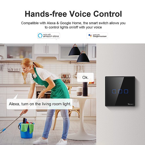 Sonoff T3 UK 2C WiFi Smart Wall Touch Switch Black