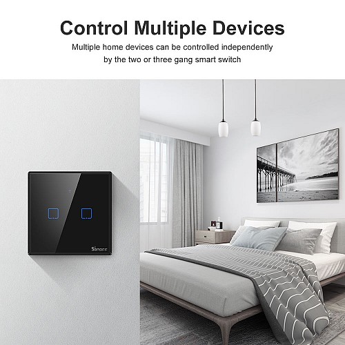 Sonoff T3 UK 2C WiFi Smart Wall Touch Switch Black