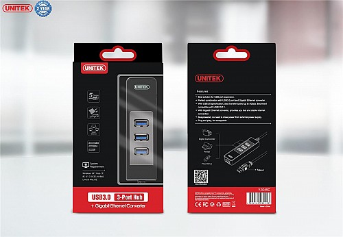 Unitek Y-3045C USB3.0 3-Port Hub w/ Gigabit LAN