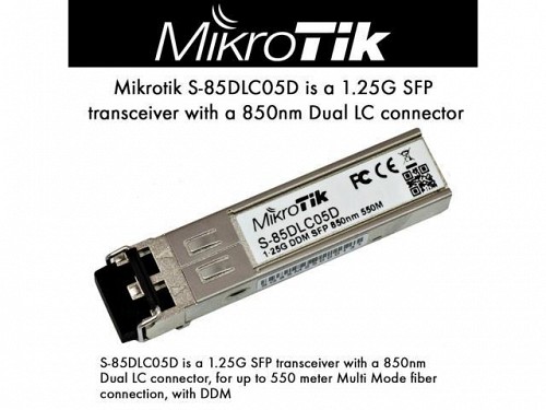 MikroTik S-85DLC05D 1.25G SFP Transceiver Dual LC  550m MM