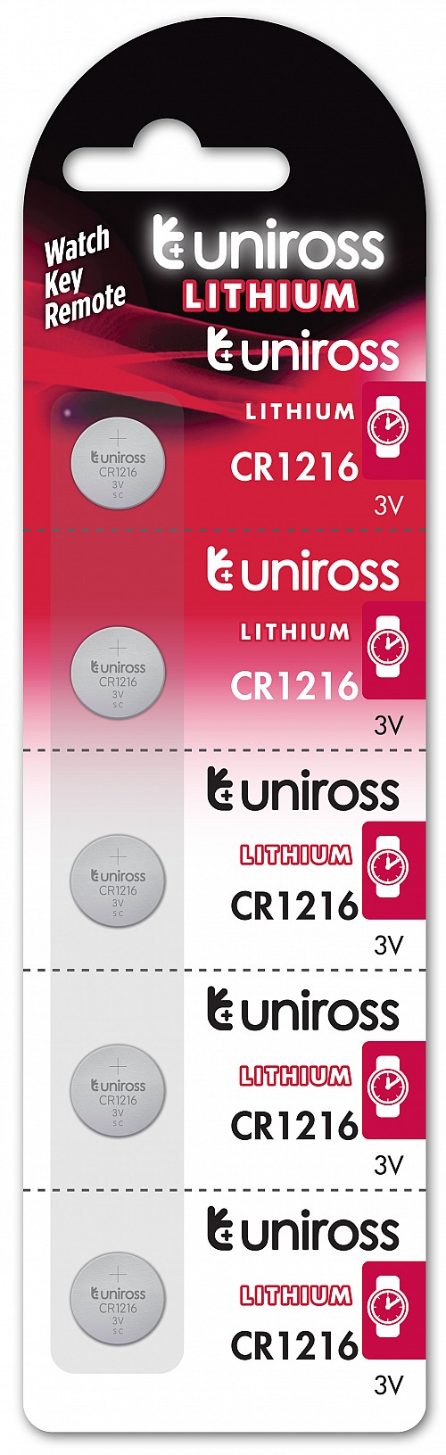 Uniross CR1216 Button Cell Lithium Battery (5pack)