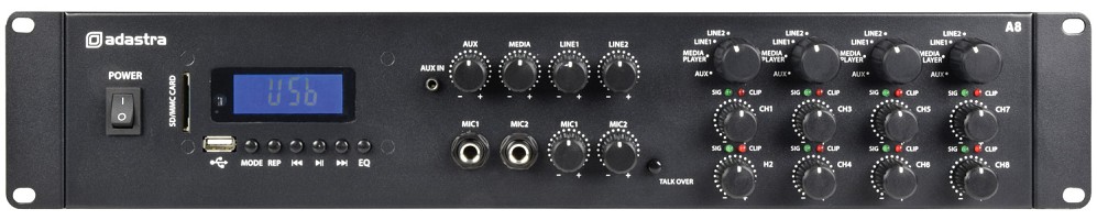 Adastra A8 4 x Independent Stereo Zones Amplfier 8x200W USB/BT/FM 953.408UK