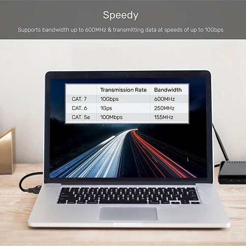 Unitek C1813EBK CAT7 SSTP Pure Copper Ethernet Cable 10.0m Black