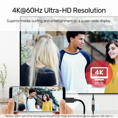 Unitek C14086BK USB3.2 USB-C Male to USB-C Female Extension Cable PD100W 50cm