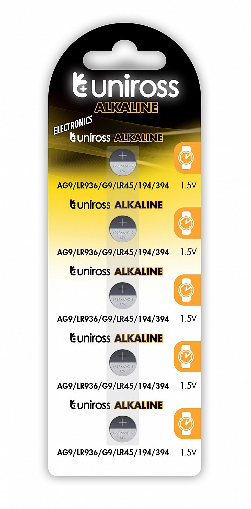 Uniross LR936 AG9 LR45 Alkaline Coin Battery (5pack)