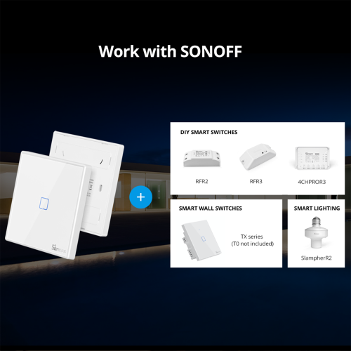 Sonoff T2EU3C-RF Smart Wall Touch Switch White (433MHz remote controller )