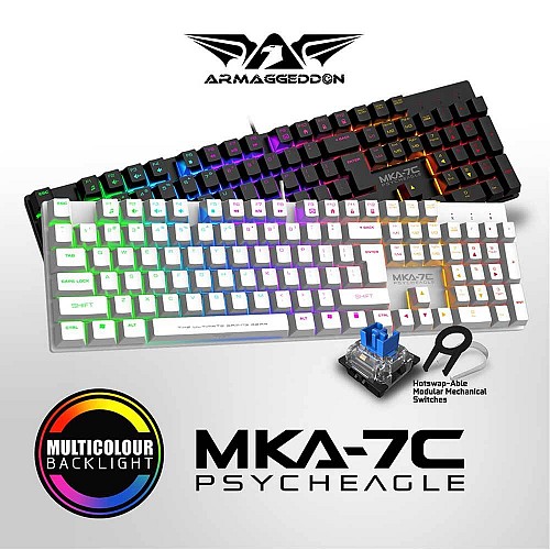 Armaggeddon MKA-7C White Mechanical Gaming Keyboard 104 Blue Keys
