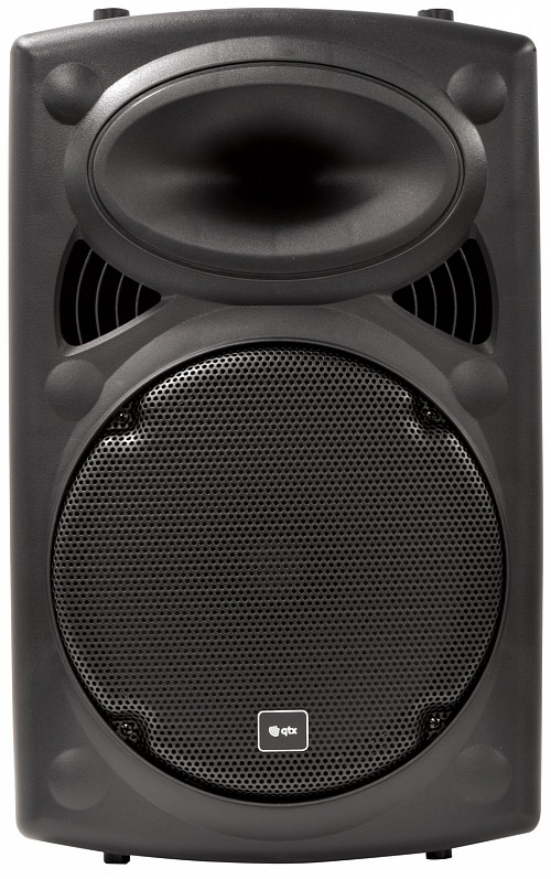 QTX QR12PA 12 Professional Portable Karaoke & PA Speaker with 2x Wireless Microphones, Bluetooth USB & FM 178.847UK