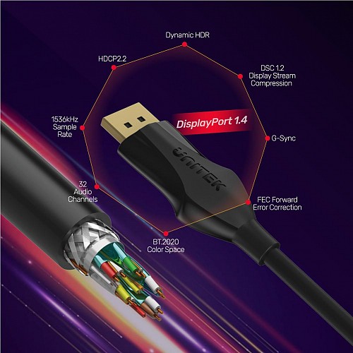Unitek C1624BK-3M DisplayPort 1.4 Cable 8K 60Hz 3.0m