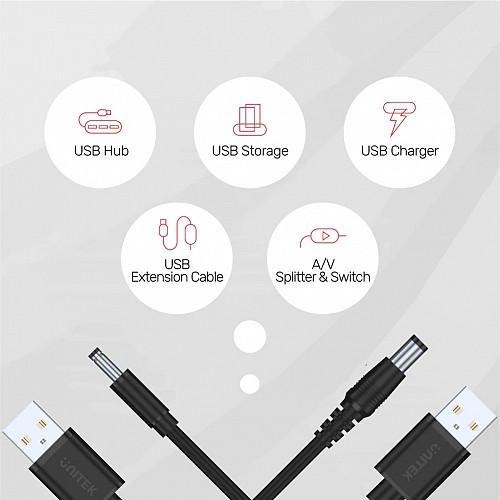 Unitek Y-C495BK USB to DC 3.5x1.35mm Power 1m