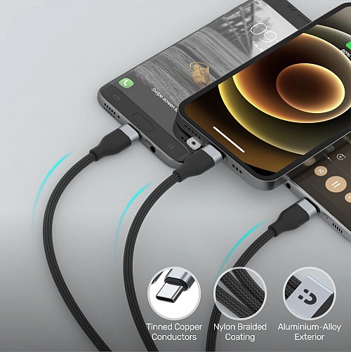 Unitek MC 3in1 Braided USB-C/Lightning/Micro C14101BK-1.5M