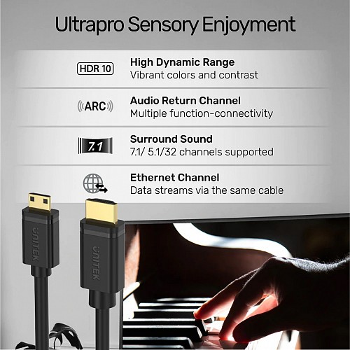 Unitek HC Micro HDMI to HDMI Cable 2.0m Y-C182