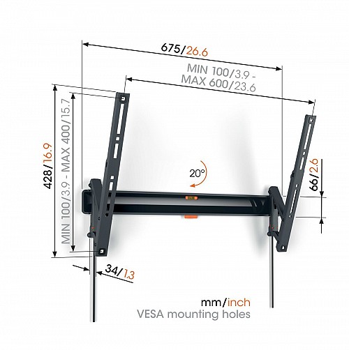 Vogels TVM3613 Tilt TV Wall Mount 40-77 Black