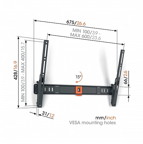 Vogels TVM1613 Tilt TV Wall Mount 40-77 Black