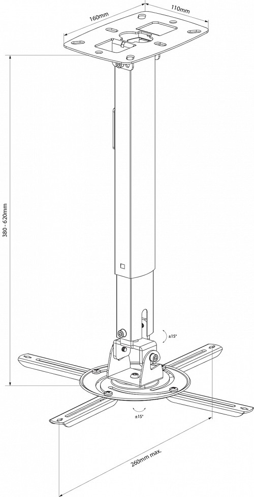 AV:Link PJM620 Ceiling Projector Mount 38-62cm 129.581UK