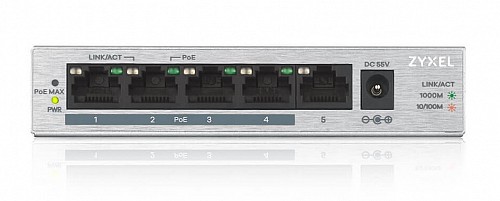 Zyxel 5 Port Gigabit PoE Switch, 4 x PoE, 60W GS1005-HP