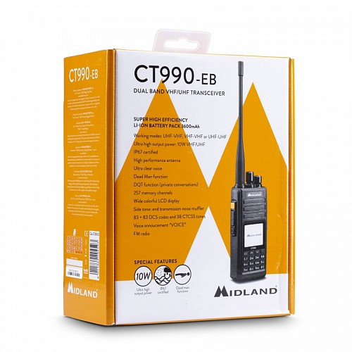 Midland CT990-EB Dual Band VHF/UHF Amateur Radio 10W