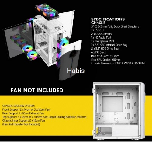 Armaggeddon TRON HOLO 3 Micro ATX Gaming Case White
