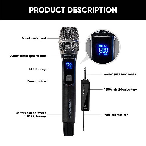 SonicGear WM 3000 UL Wireless Microphone with receiver
