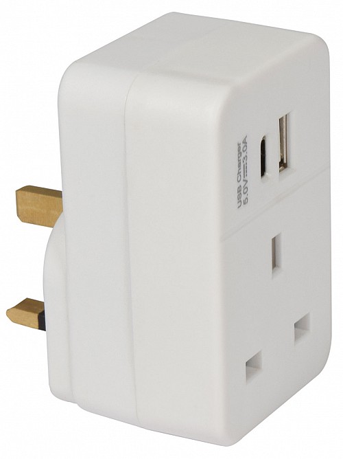 Mercury Plug Through UK Charger USB-C & USB-A 13A 429.691UK