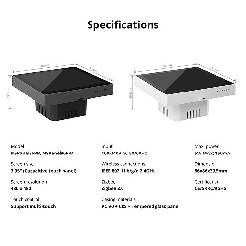 Sonoff Wifi Smart NS Panel Pro with Full Touch Display White