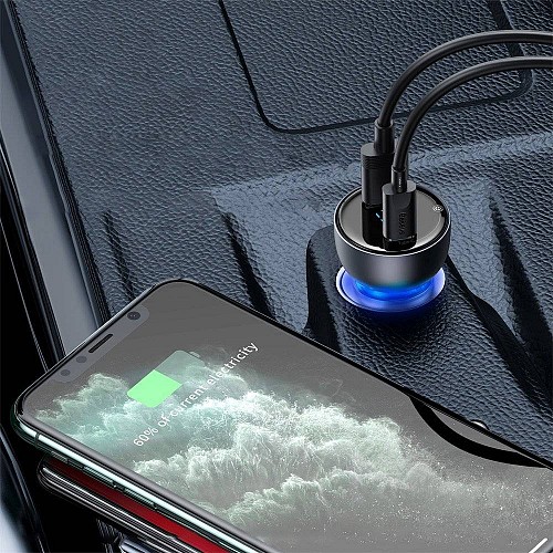Baseus Digital Display Dual USB Car Charger 63W