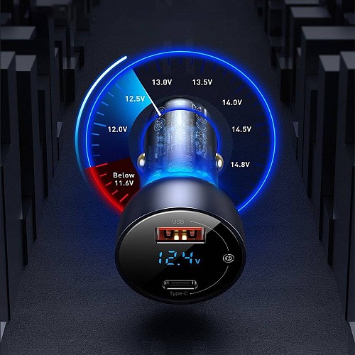 Baseus Digital Display Dual USB Car Charger 63W