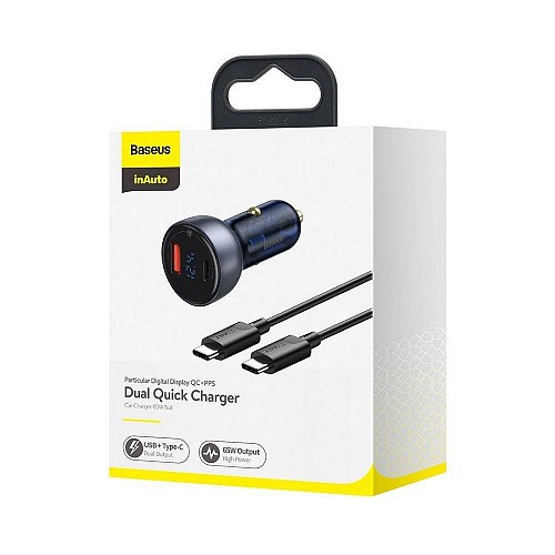 Baseus Digital Display Dual USB Car Charger 63W