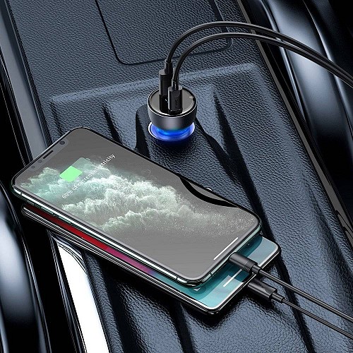Baseus Digital Display Dual USB Car Charger 63W