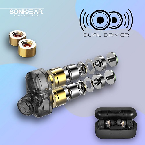 SonicGear HYPERBASS TWS 7 Dual Driver Sweatproof Earphones Black