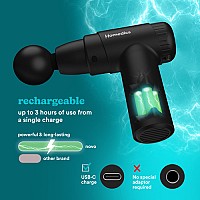 Homedics PGM-45BK Novo Mini Massage Gun Heated Percussion with 4 Massage Heads & Travel Case