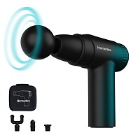 Homedics PGM-45BK Novo Mini Massage Gun Heated Percussion with 4 Massage Heads & Travel Case