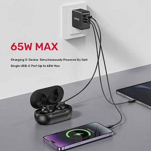 Unitek Charge Wall 65W 4in1 GaN Charger Black P1117B